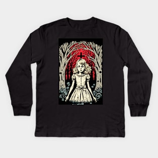 Dark & Gothic Alice in Wonderland Kids Long Sleeve T-Shirt